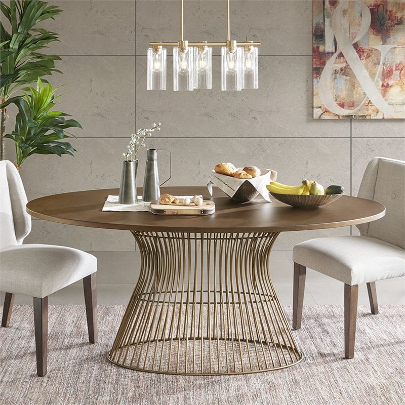 INK+IVY Mercer Oval Mid-Century MDF and Metal Dining Table in Natural
