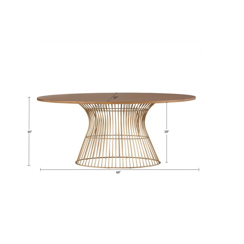 INK+IVY Mercer Oval Mid-Century MDF and Metal Dining Table in Natural