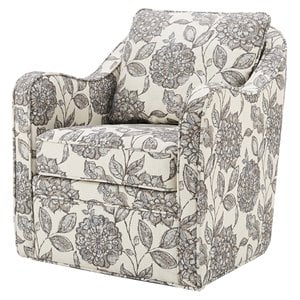 Madison Park Brianne 32.25&quot Fabric and Solid Wood Swivel Chair in Multi-Color