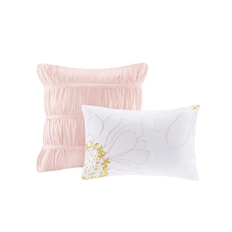 Intelligent Design Microfiber Waterfall Ruffled Comforter Set in Blush Pink