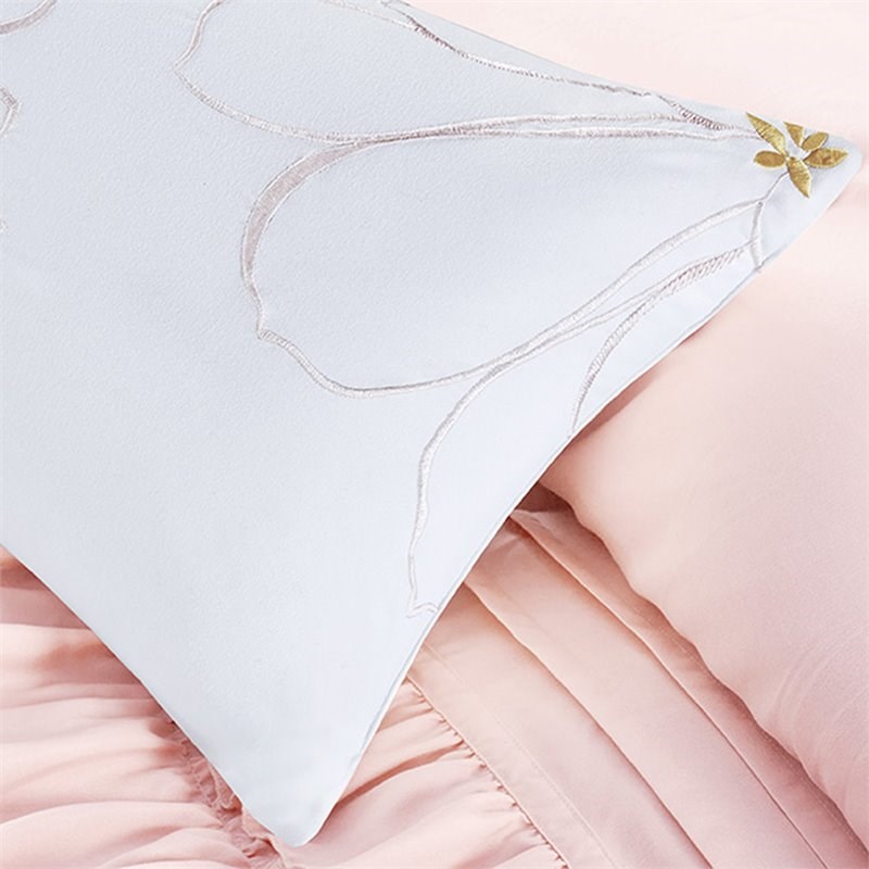 Intelligent Design Microfiber Waterfall Ruffled Comforter Set in Blush Pink