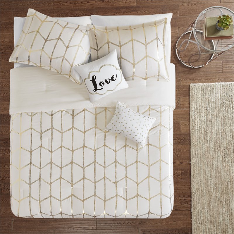Intelligent Design Raina Polyester Microfiber Comforter Set in Ivory