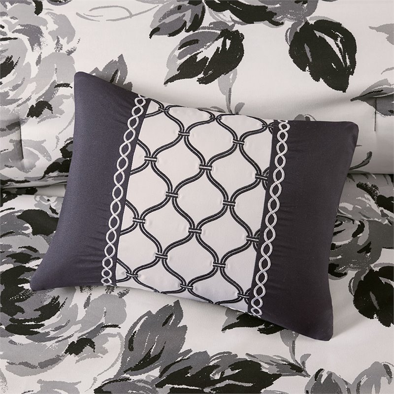Intelligent Design Polyester Microfiber Floral Twin/Twin XL Comforter Set -Black