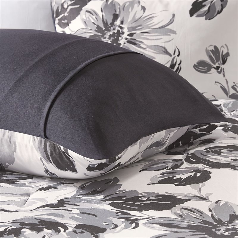 Intelligent Design Polyester Microfiber Floral Twin/Twin XL Comforter Set -Black