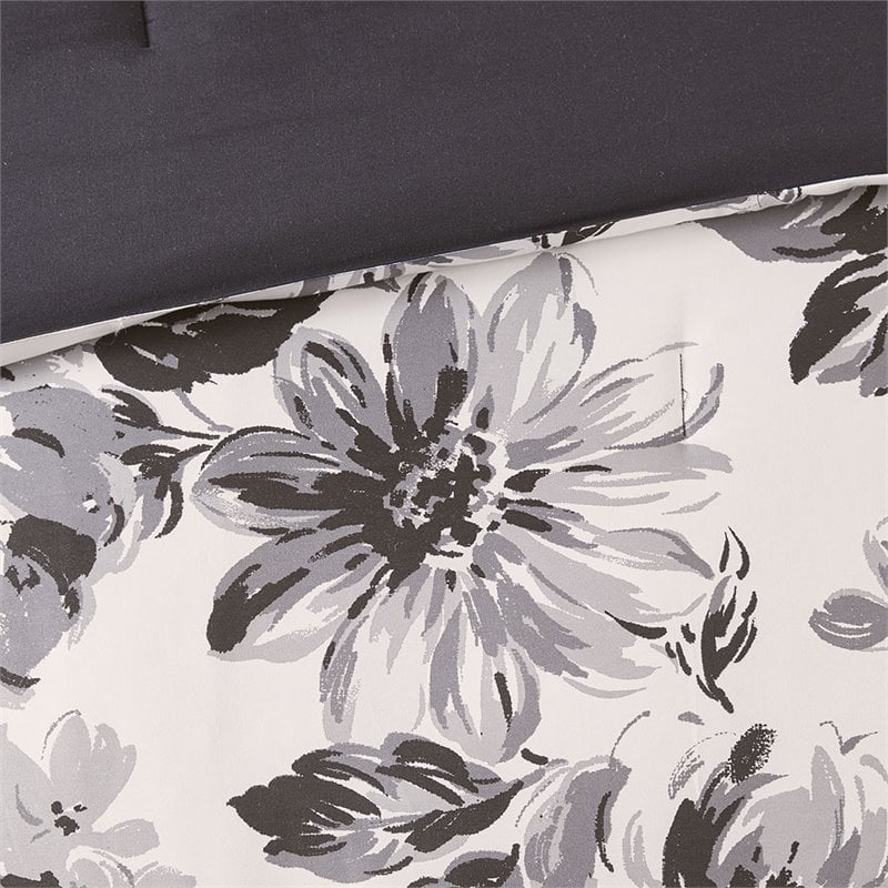 Intelligent Design Polyester Microfiber Floral Twin/Twin XL Comforter Set -Black