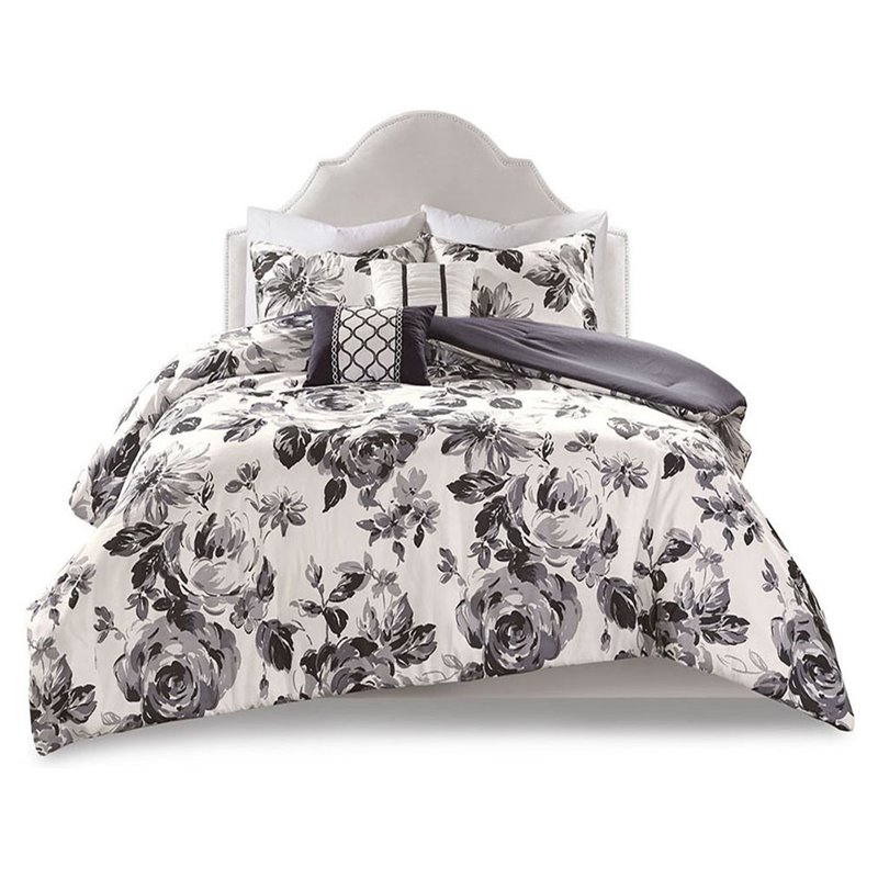 Intelligent Design Polyester Microfiber Floral Twin/Twin XL Comforter Set -Black