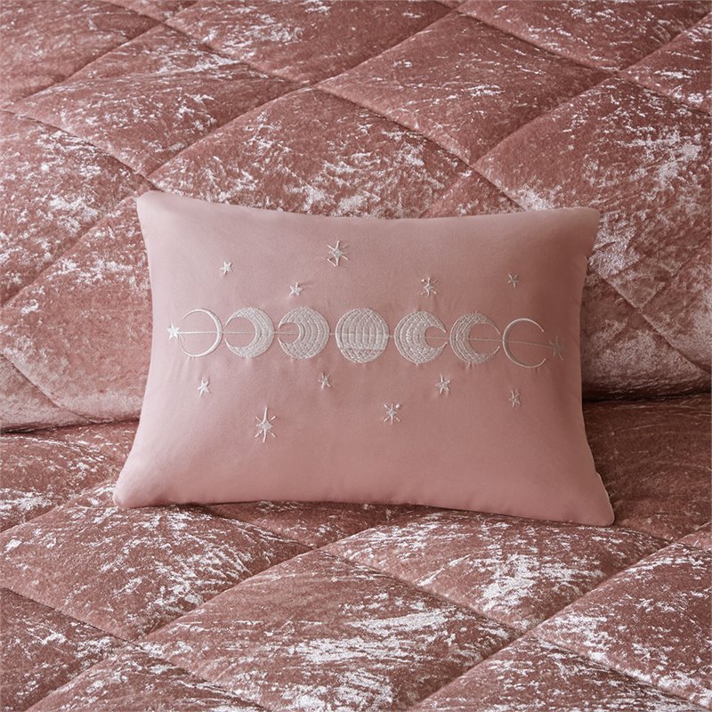 Intelligent Design Felicia Polyester Velvet Comforter Set in Blush Pink