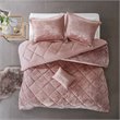 Intelligent Design Felicia Polyester Velvet Comforter Set in Blush Pink