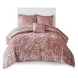 Intelligent Design Felicia Polyester Velvet Comforter Set in Blush Pink