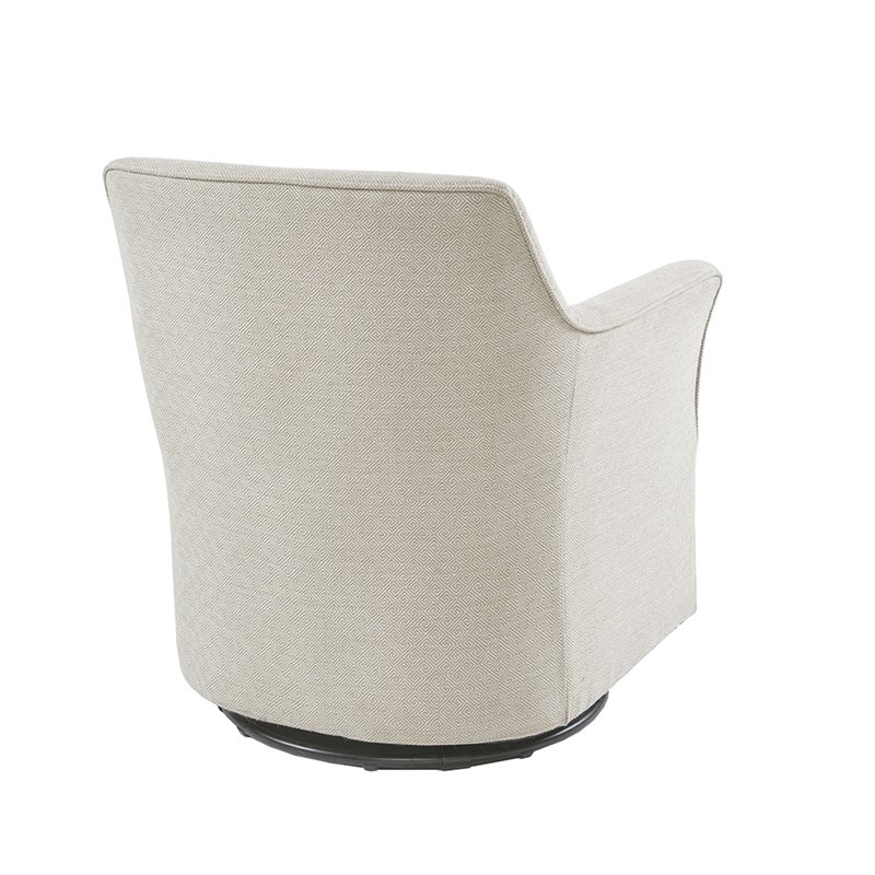 Madison Park Augustine Fabric and Solid Wood Swivel Glider Chair in Cream