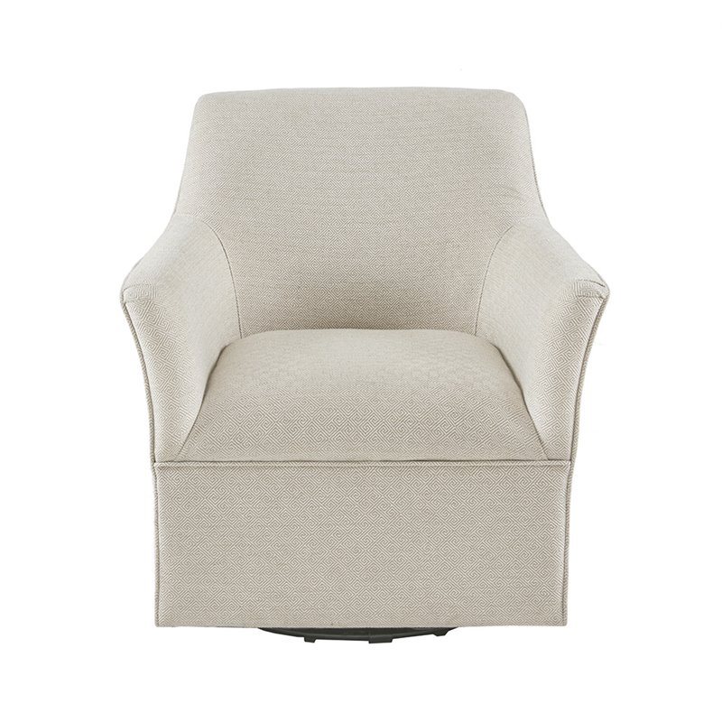 Madison Park Augustine Fabric and Solid Wood Swivel Glider Chair in Cream