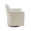Madison Park Augustine Fabric and Solid Wood Swivel Glider Chair in Cream