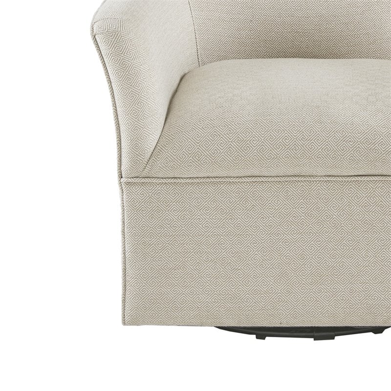 Madison Park Augustine Fabric and Solid Wood Swivel Glider Chair in Cream