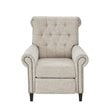 Madison Park Aidan Fabric and Solid Wood Push Back Recliner in Cream