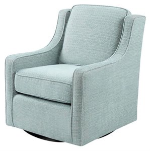 Madison Park Harris 35.5&quot Fabric and Solid Wood Swivel Chair in Blue