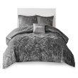 Intelligent Design Felicia Polyester Velvet Comforter Set in Gray