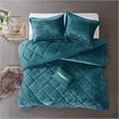 Intelligent Design Felicia Polyester Crushed Comforter Set in Teal Blue