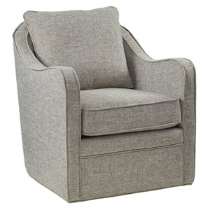 Madison Park Brianne 33.25&quot Fabric and Solid Wood Swivel Arm Chair in Gray