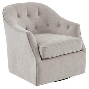 Madison Park Calvin 29.73&quot Fabric and Solid Wood Swivel Chair in Natural