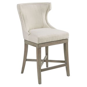 Madison Park Carson 25.25&quot Fabric and Solid Wood Counter Stool in Cream