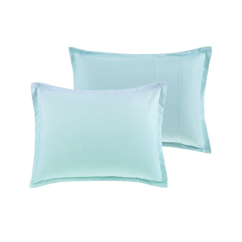 mi zone glimmer polyester glitter twin/twin xl duvet cover set in aqua blue