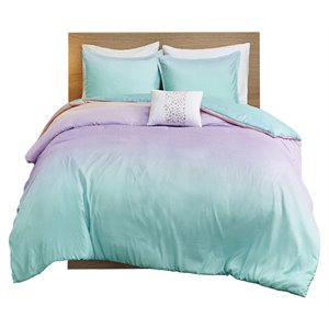 mi zone glimmer polyester glitter twin/twin xl duvet cover set in aqua blue