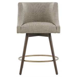 Madison Park Mateo 26.5&quot Fabric and Solid Wood Swivel Counter Stool in Beige