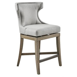 Madison Park Carson 25.25&quot Fabric and Solid Wood Counter Stool in Gray