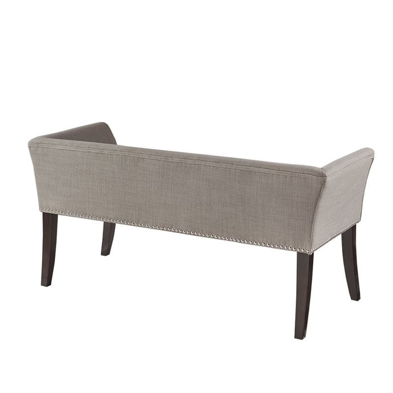 Madison Park Welburn Solid Wood and Fabric Upholstered Accent Bench in Gray