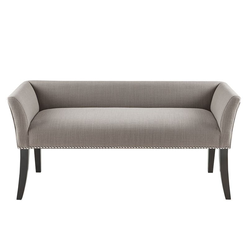 Madison Park Welburn Solid Wood and Fabric Upholstered Accent Bench in Gray