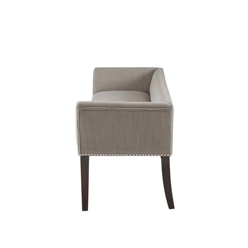 Madison Park Welburn Solid Wood and Fabric Upholstered Accent Bench in Gray