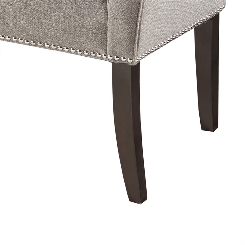 Madison Park Welburn Solid Wood and Fabric Upholstered Accent Bench in Gray