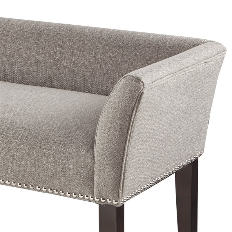 Madison Park Welburn Solid Wood and Fabric Upholstered Accent Bench in Gray