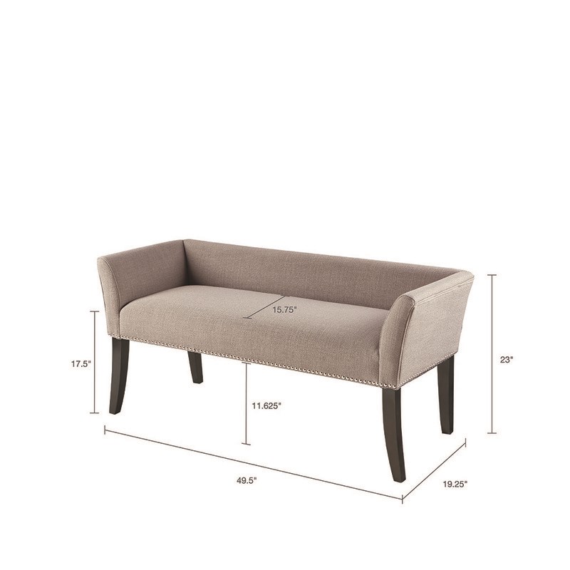 Madison Park Welburn Solid Wood and Fabric Upholstered Accent Bench in Gray