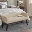 Madison Park Welburn Solid Wood and Fabric Upholstered Accent Bench in Cream