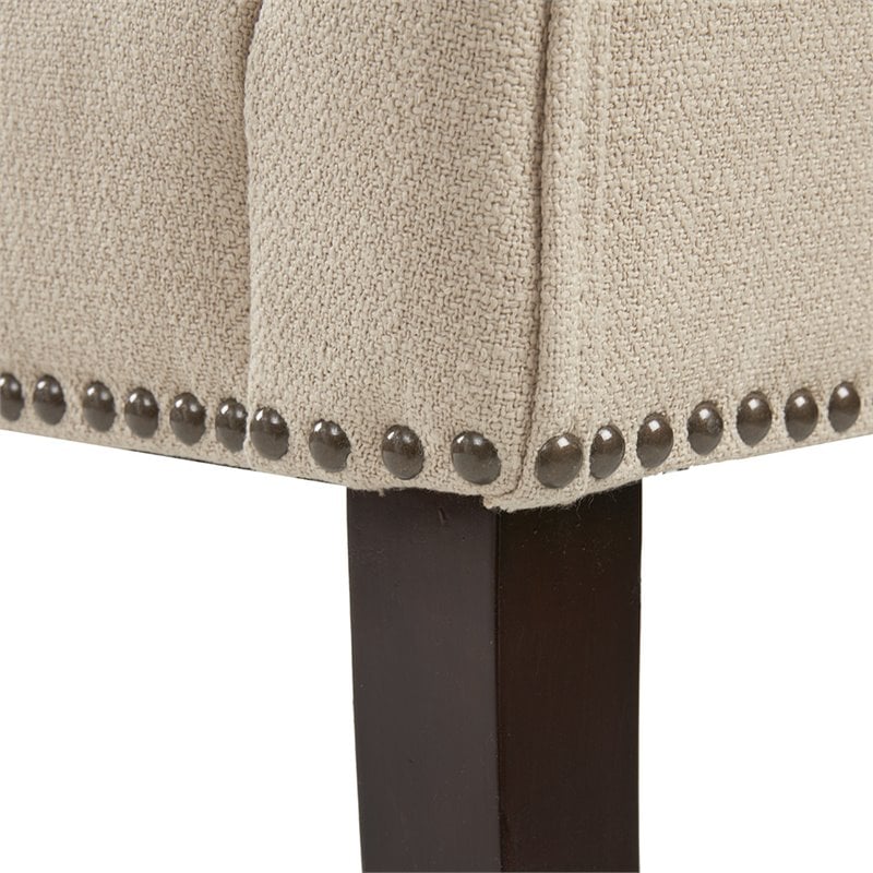 Madison Park Welburn Solid Wood and Fabric Upholstered Accent Bench in Cream