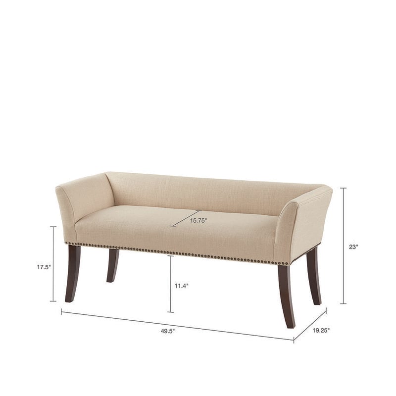 Madison Park Welburn Solid Wood and Fabric Upholstered Accent Bench in Cream