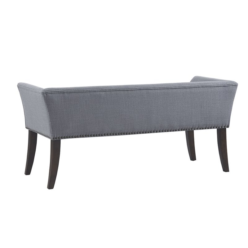 Madison Park Welburn Solid Wood & Fabric Upholstered Accent Bench in Blue
