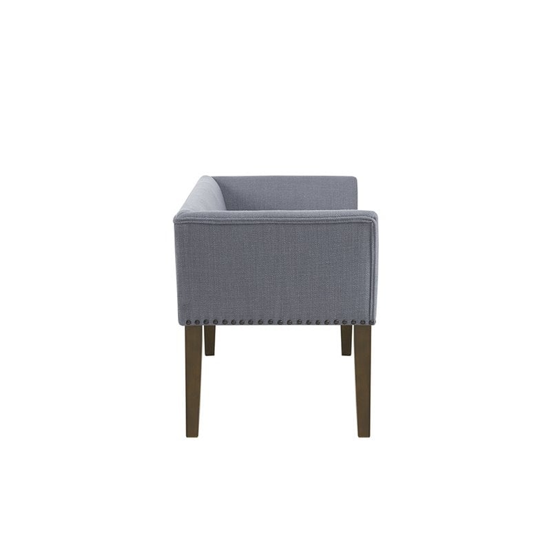 Madison Park Welburn Solid Wood & Fabric Upholstered Accent Bench in Blue
