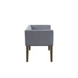 Madison Park Welburn Solid Wood & Fabric Upholstered Accent Bench in Blue