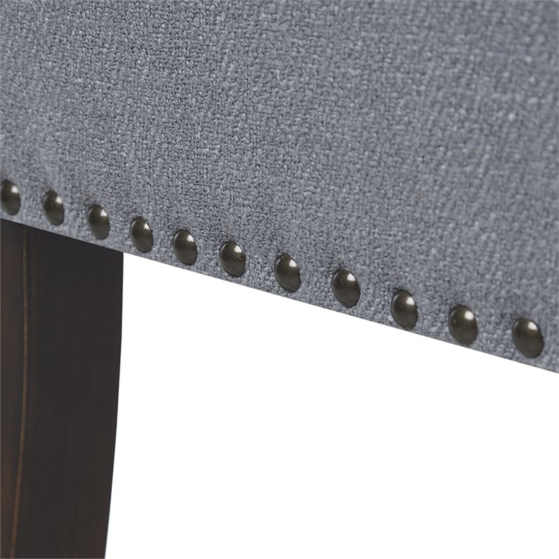 Madison Park Welburn Solid Wood & Fabric Upholstered Accent Bench in Blue