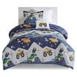 Nash Polyester Brushed Printed Comforter Set in Blue-Gray