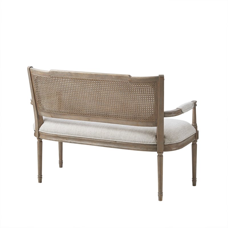 Madison Park Willshire Polyester Fabric and Solid Wood Settee in Beige