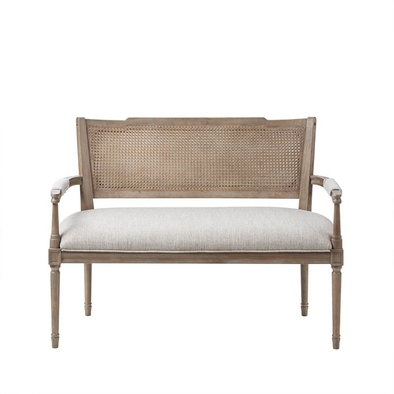 Madison Park Willshire Polyester Fabric and Solid Wood Settee in Beige