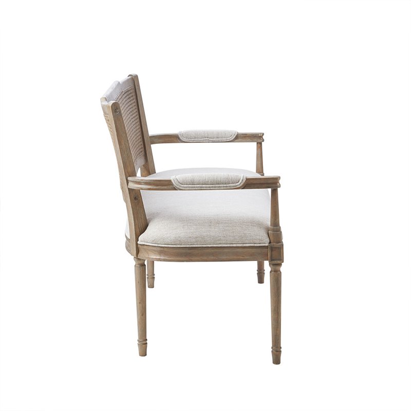 Madison Park Willshire Polyester Fabric and Solid Wood Settee in Beige