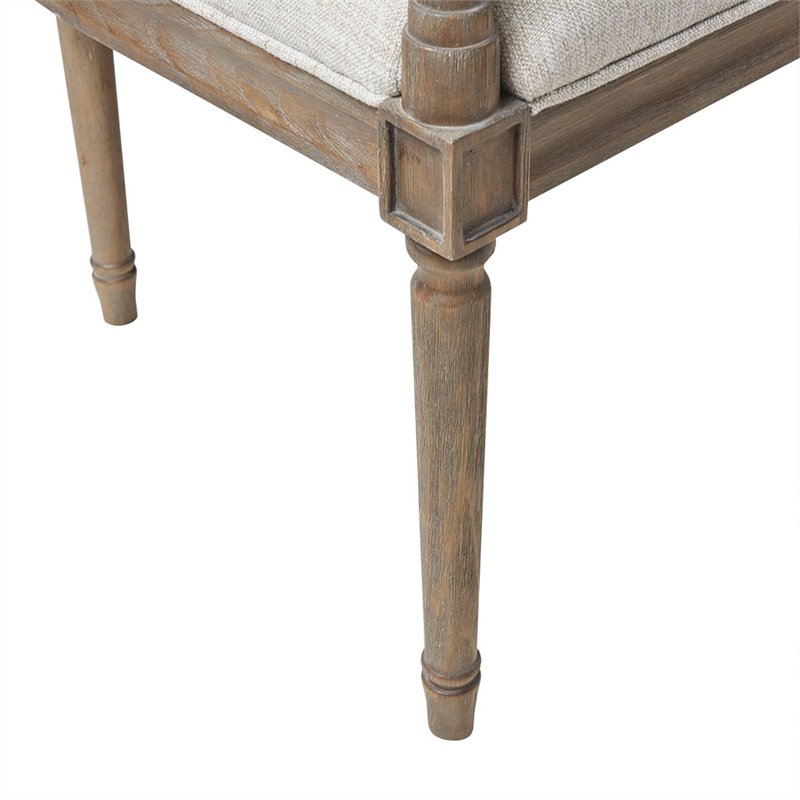 Madison Park Willshire Polyester Fabric and Solid Wood Settee in Beige