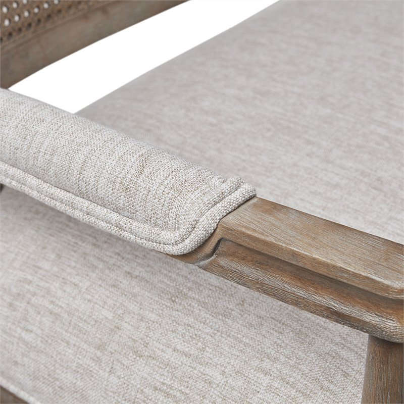 Madison Park Willshire Polyester Fabric and Solid Wood Settee in Beige