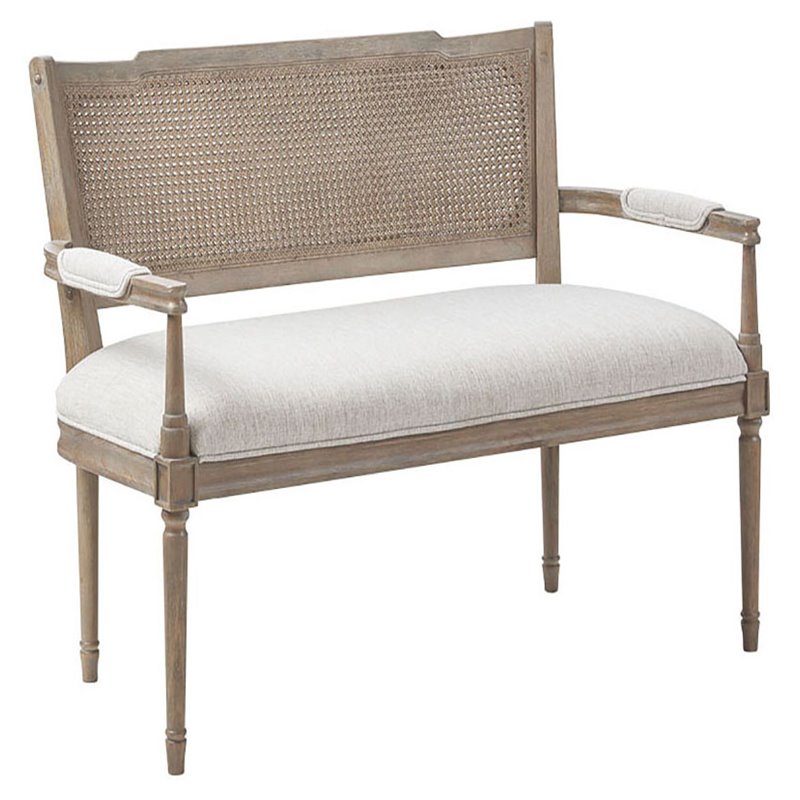 Madison Park Willshire Polyester Fabric and Solid Wood Settee in Beige