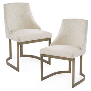 Madison Park Bryce 19.5&quot Fabric and Metal Dining Chairs in Cream (set of 2)