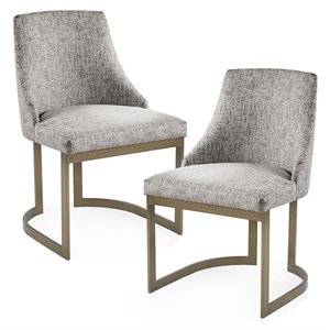 Madison Park Bryce 19.5&quot Fabric and Metal Dining Chairs in Gray (set of 2)